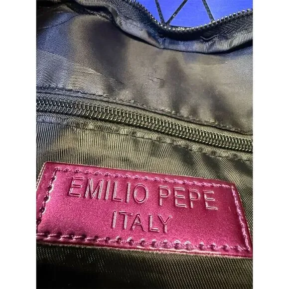 Emilio Pepe Women's Blue Geometric Lattice Tote Bag - Picture 5 of 12